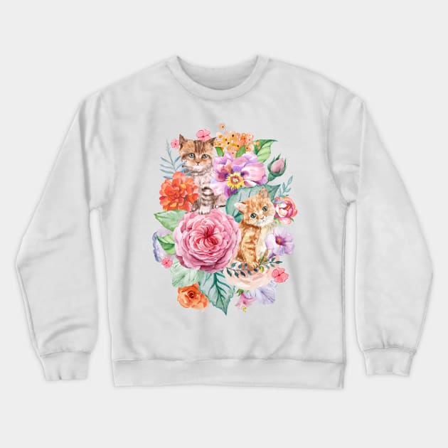 Kittens in flowers I Crewneck Sweatshirt by CatyArte